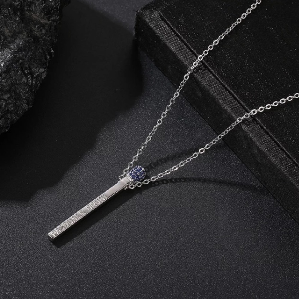 Matchstick Blue CZ Necklace - Picture 2 of 6